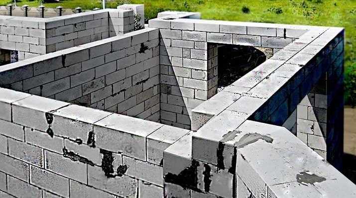 Кладка газобетона в два блока