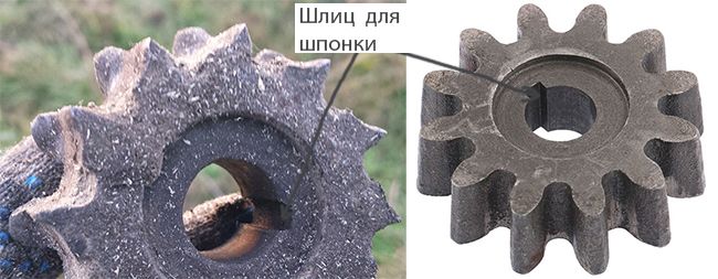 Новая рабочая шестерня фиксируется на валу при помощи шпонки и стопорного кольца